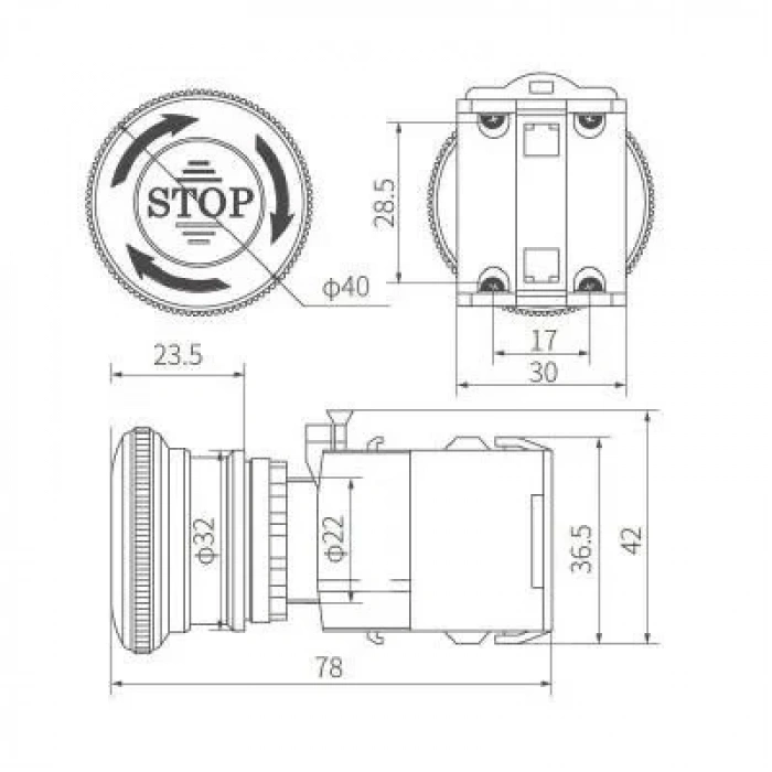 LA38 Metal Acil Stop Butonu