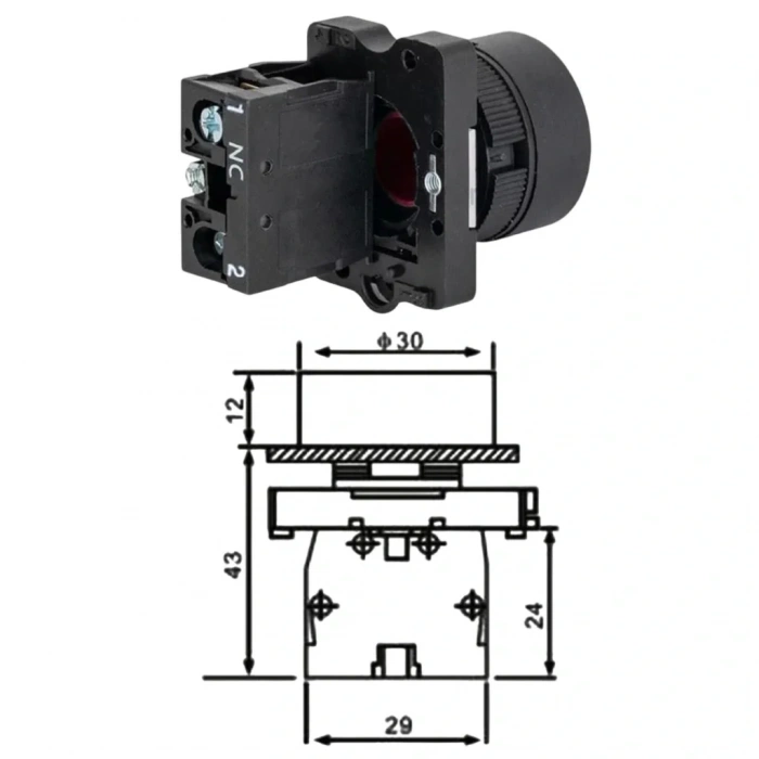 LAY5-EA42 22mm Buton Normalde Kapalı Kontak Kırmızı