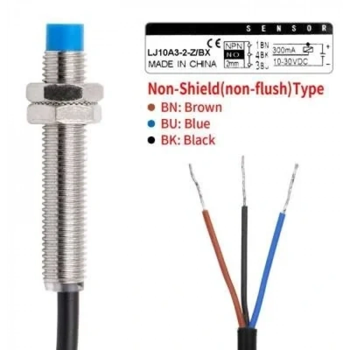 LJ10A3-2-Z/BX 6-36V 2mm NPN NO Endüktif Mesafe Sensörü