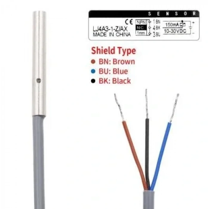 LJ4A3-1-Z/AX 6-36V 1mm NPN NC Endüktif Mesafe Sensörü