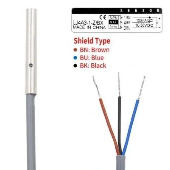 LJ4A3-1-Z/BX 6-36V 1mm NPN NO Endüktif Mesafe Sensörü