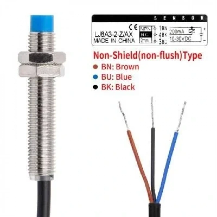 LJ8A3-2-Z/AX 6-36V 2mm NPN NC Endüktif Mesafe Sensörü
