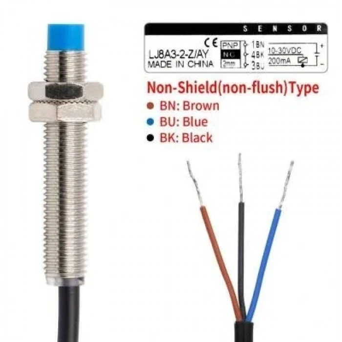 LJ8A3-2-Z/AY 6-36V 2mm PNP NC Endüktif Mesafe Sensörü