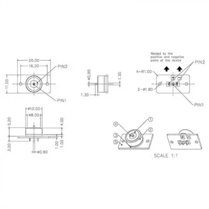LK-2PIN-R1052-PCB2011 2-Pin 10mm Pogo Pin Manyetik Konnektör Takımı - PCBli