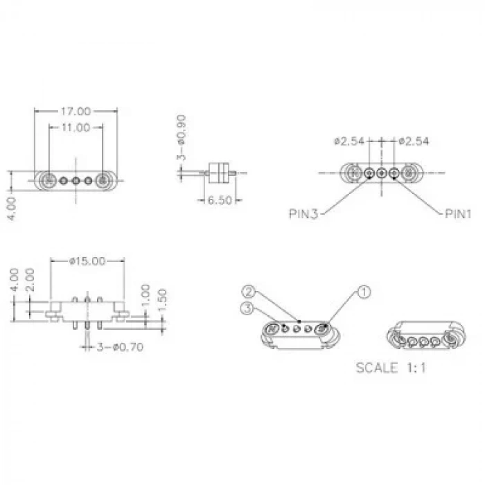 LK-3PIN-1700404 3-Pin 2.54mm Pogo Pin Manyetik Konnektör Takımı