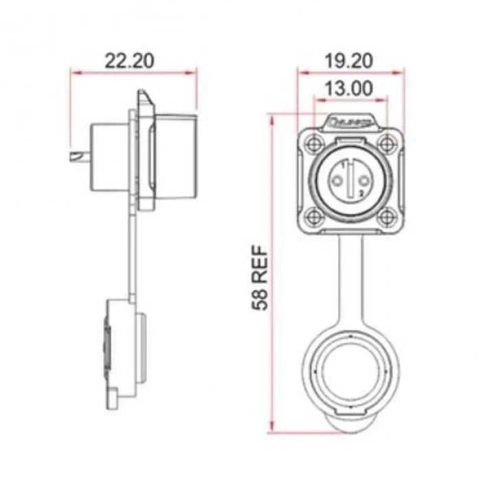 LP-12-J04SX-02-401 4-Pin Su Geçirmez Konnektör - Dişi