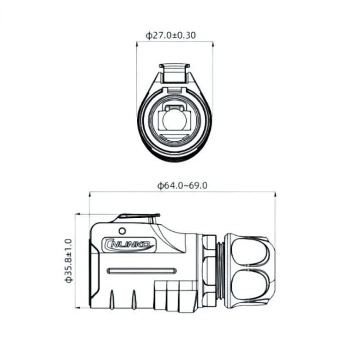 LP-20-C/RJ45/015/PE-42-001 Su Geçirmez Ethernet Konnektörü - Erkek