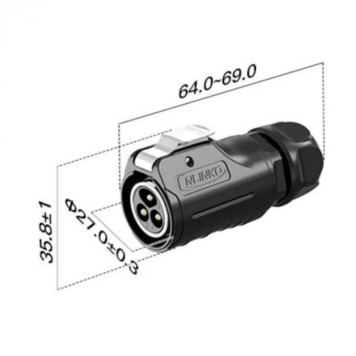 LP-20-C03PE-03-001A 3-Pin Su Geçirmez Konnektör - Erkek