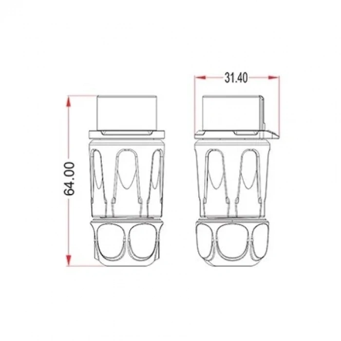 LP-20-C04PP-01-001 4-Pin Su Geçirmez Konnektör - Erkek