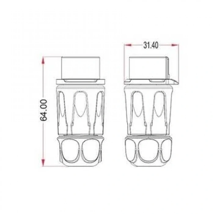 LP-20-J02PP-01-001 2-Pin Su Geçirmez Konnektör - Dişi