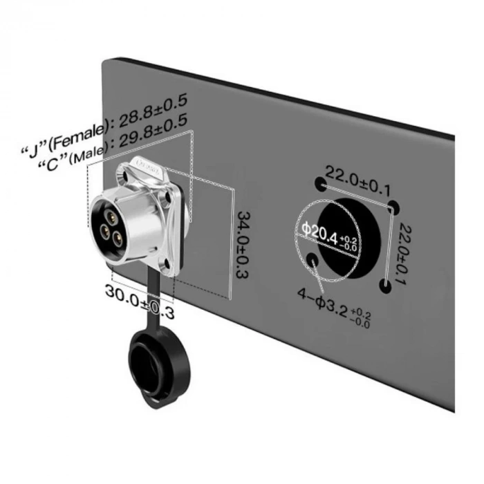LP-20-J03SX-03-401A 3-Pin Su Geçirmez Konnektör - Dişi