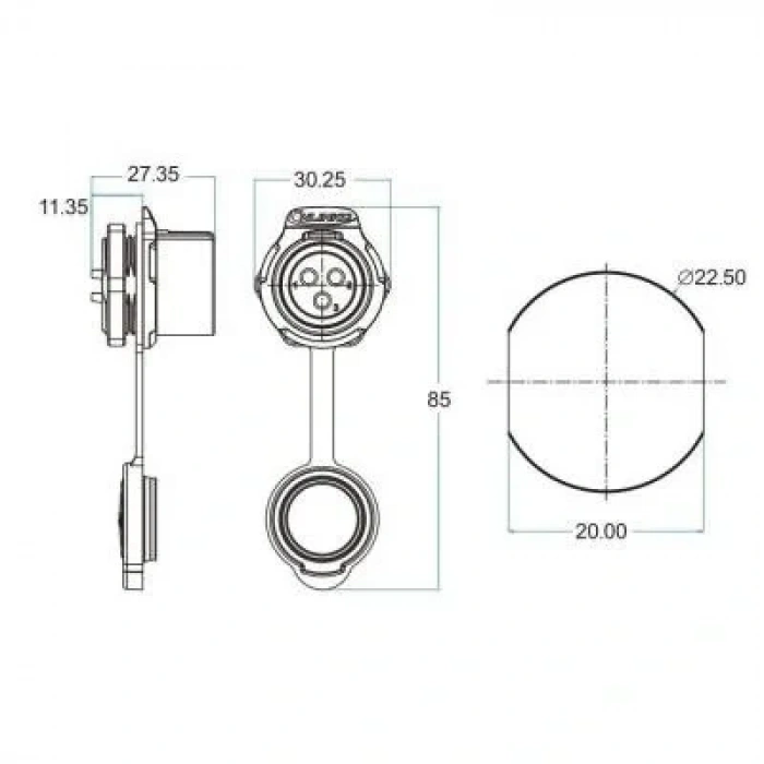 LP-20-J04SX-03-101 4-Pin Su Geçirmez Konnektör - Dişi