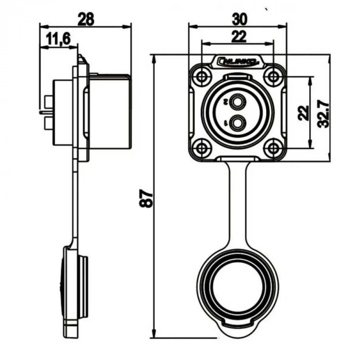 LP-20-J04SX-03-401 4-Pin Su Geçirmez Konnektör - Dişi