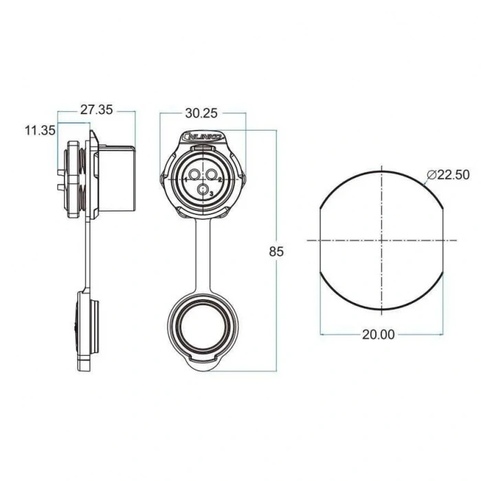 LP-20-J05SX-03-101 5-Pin Su Geçirmez Konnektör - Dişi