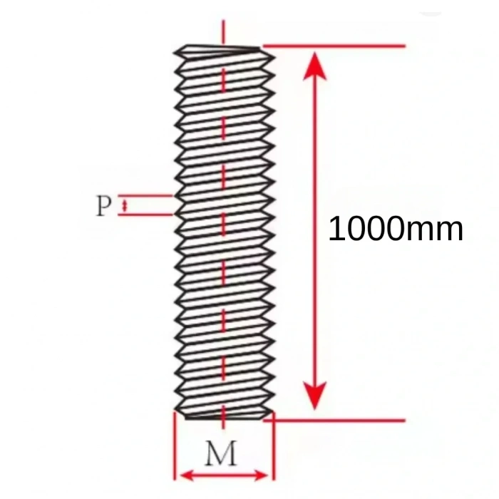 M6x1000mm Galvanizli Gijon Saplama (Tij) Rot Başsız Cıvata