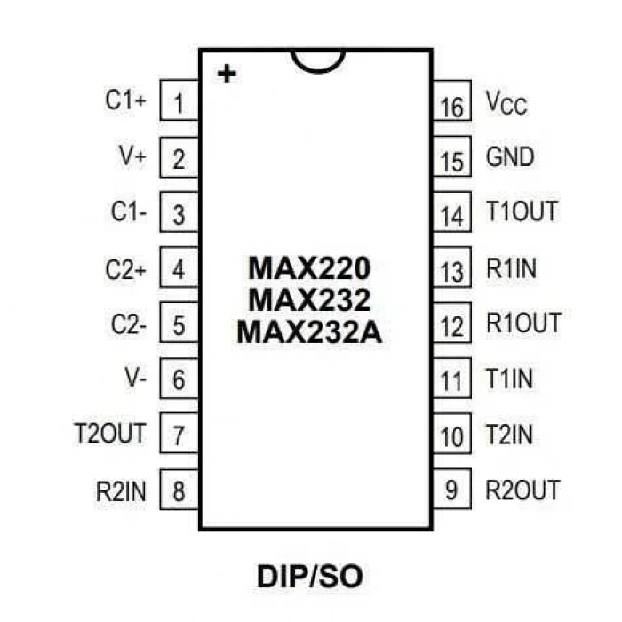 MAX232CWE+ WSOIC-16 SMD RS Seri Protokol Entegresi