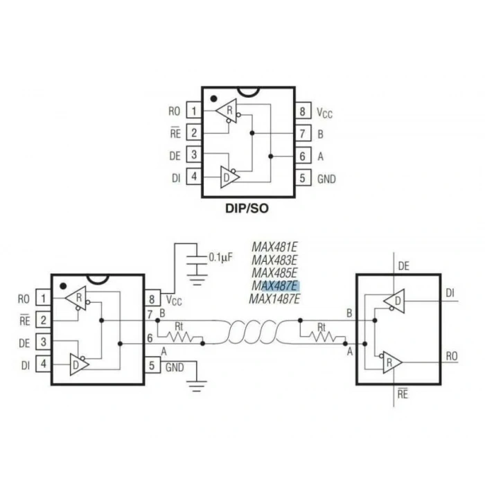 MAX487ESA SOIC-8 SMD Transceiver Entegresi
