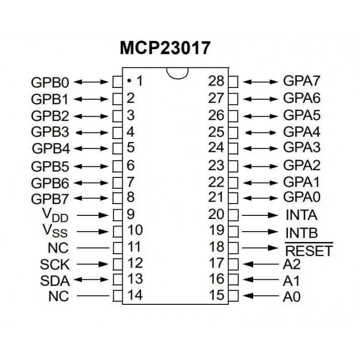 MCP23017-E/SO SOIC-28 I/O Çoklayıcı Entegresi