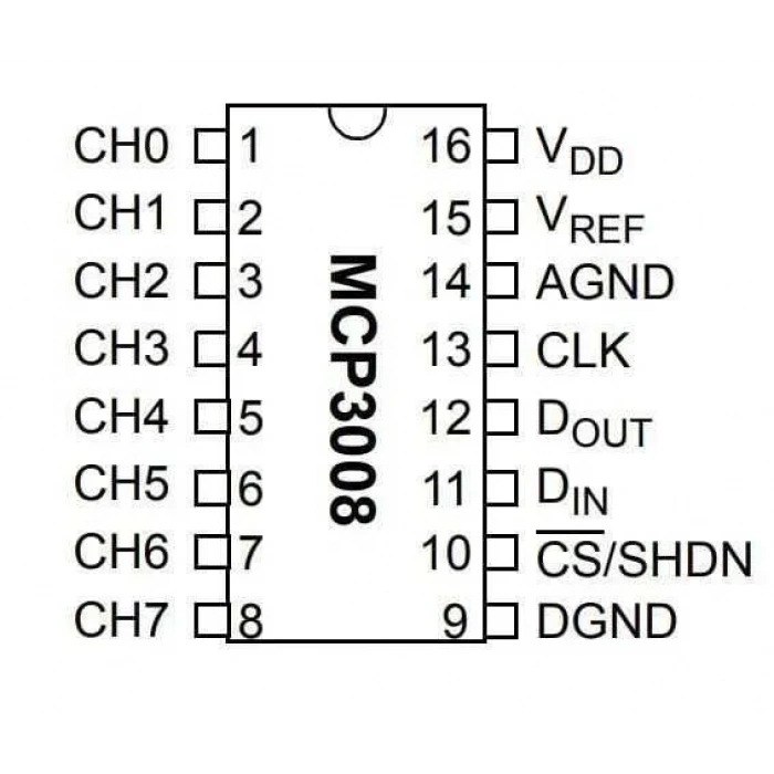 MCP3008-I/SL SOIC-16 SMD Analog Dijital Çevirici Entegresi