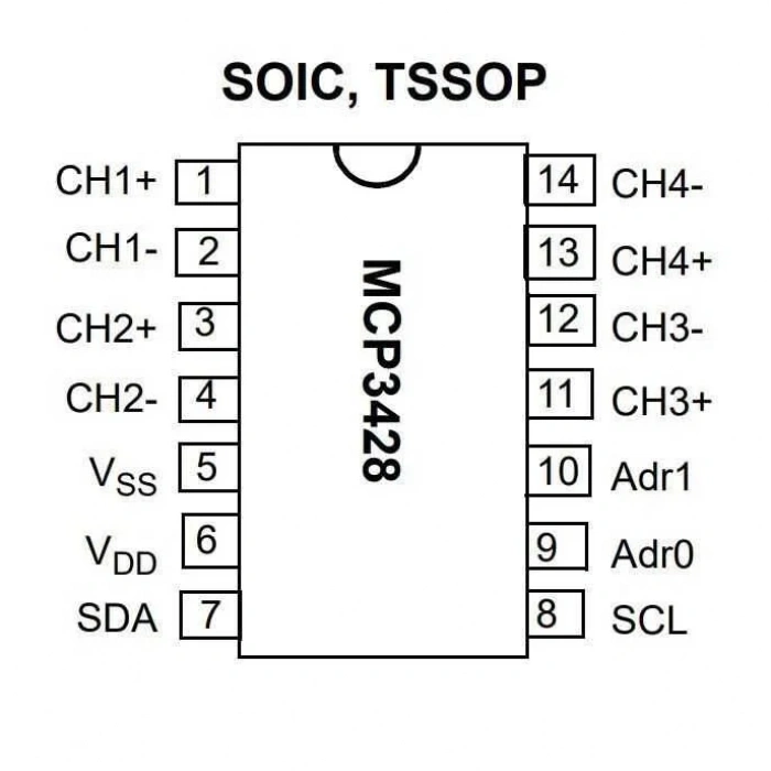 MCP3428T-E/SL SOIC-14 Smd ADC Entegre