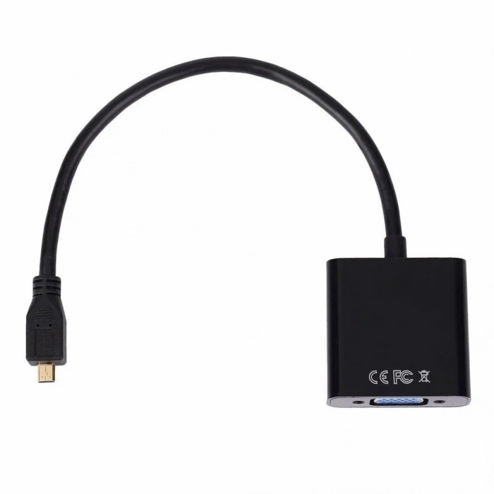 Micro Hdmi to Vga Kablo Dönüştürücü Çevirici Adaptör Siyah