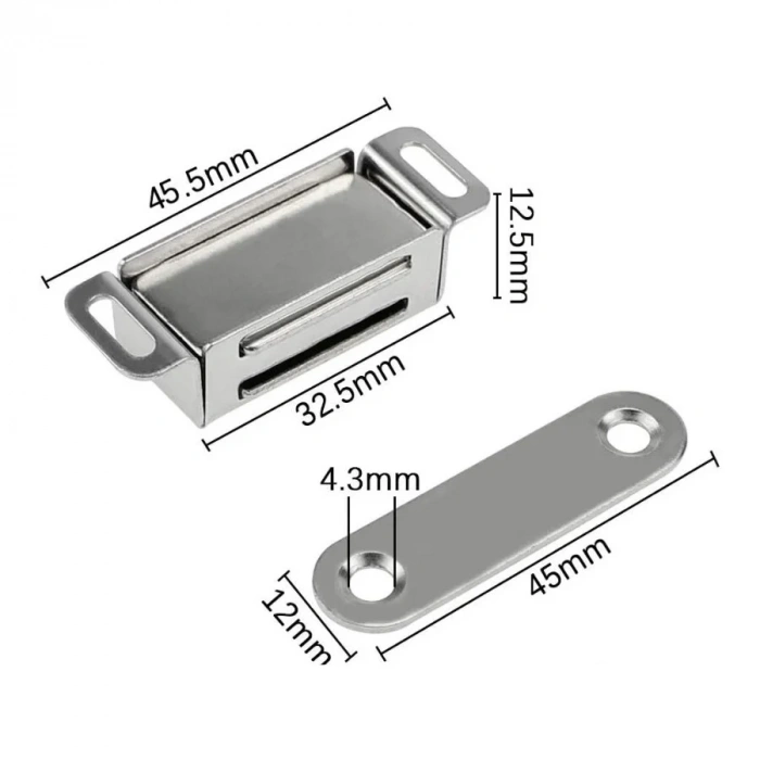 Mıknatıslı Metal Mobilya Kapak Kilidi 32x16x12mm