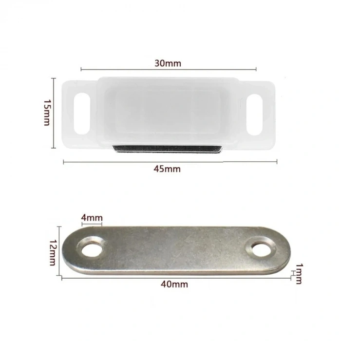 Mıknatıslı Plastik Mobilya Kapak Kilidi 31x15x14mm - Beyaz