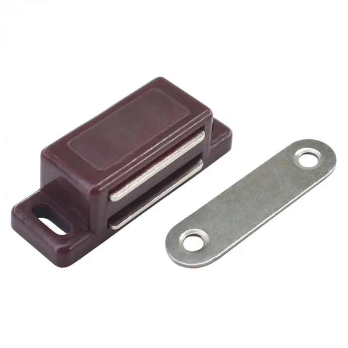 Mıknatıslı Plastik Mobilya Kapak Kilidi 31x15x14mm - Kahverengi