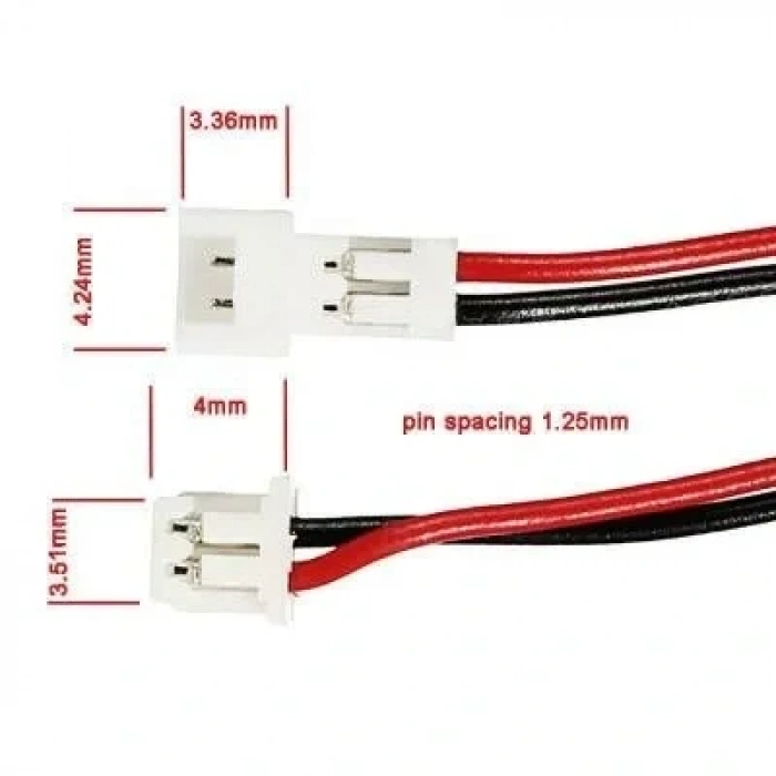 Mikro JST 1.25 2 Pin Erkek ve Dişi Konnektör