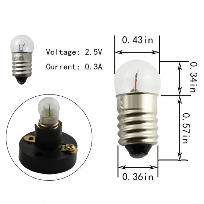 Mini Ampul - Deney Ampulü - Fener Ampulü E10 Ampul 1 Adet