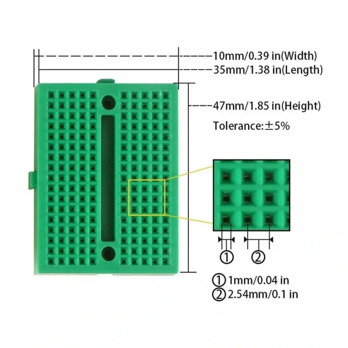 Mini Breadboard Yeşil Yapışkanlı 170 Pin 1 Adet