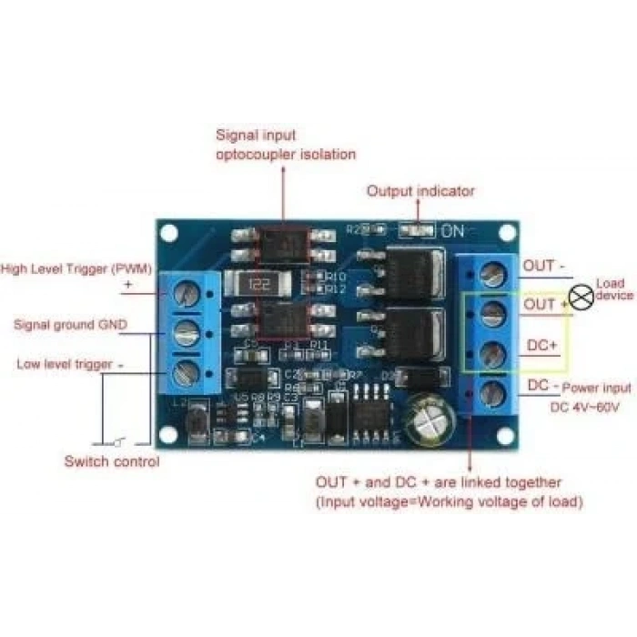 Mosfet PWM Anahtarlama Tetikleme Modülü 600W 4-60V