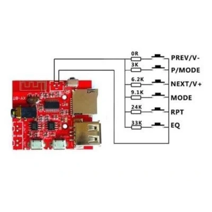 MP3 Kumandalı Bluetooth Amfi Devresi SD Kart + USB