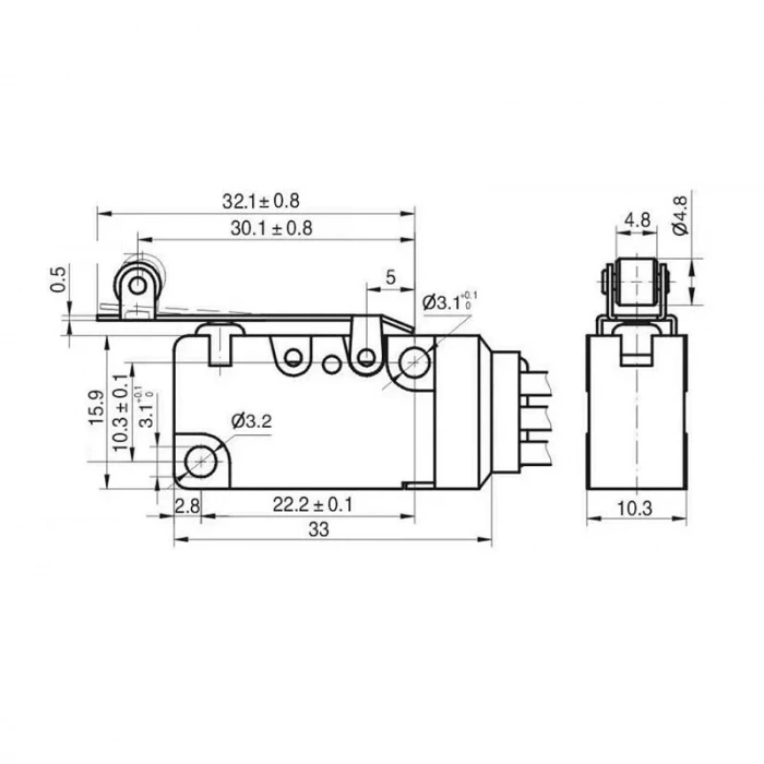 MT3-BAA300L87-GA300 SPDT NO+NC 3-Pin Su Geçirmez Kablolu Micro Switch
