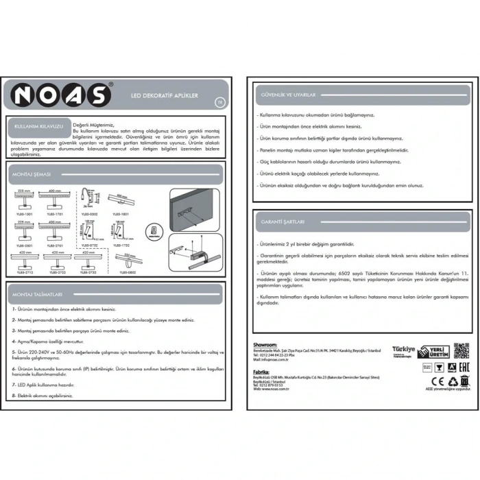 Noas 7W Aplik Barselona Anahtarlı Krom Gün Işığı