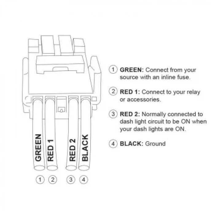 ON-OFF Anahtar Mavi Işıklı 4-Kablolu 12V 3A - Water Pump