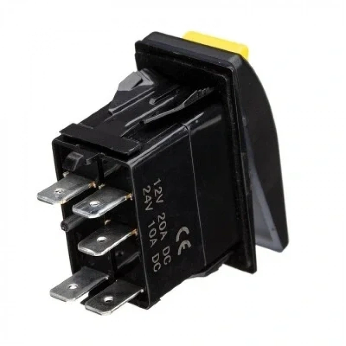 ON-OFF Turuncu Işıklı Anahtar Sarı 5-Pin 12V-24V - Emniyet Kilitli