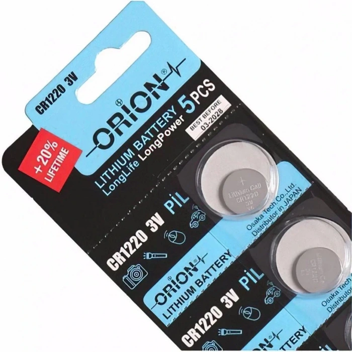 Orion CR1220 3V Lityum Düğme Pil 5li Kart Paket