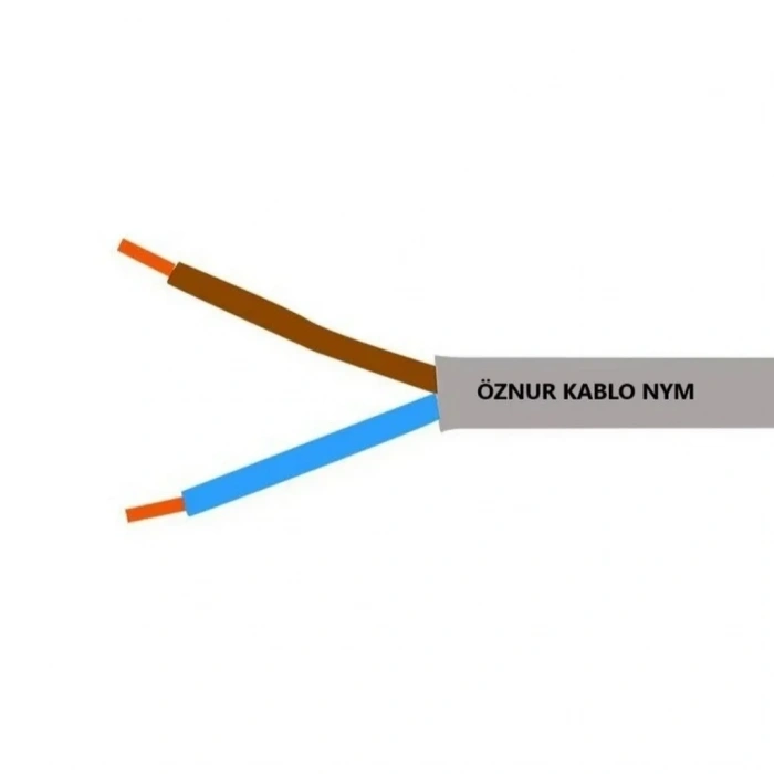 Öznur Kablo 2x2,5 mm NYM (Antigron) Gri 1mt