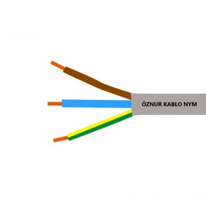 Öznur Kablo 3x1,5 mm NYM (Antigron) Gri 1mt