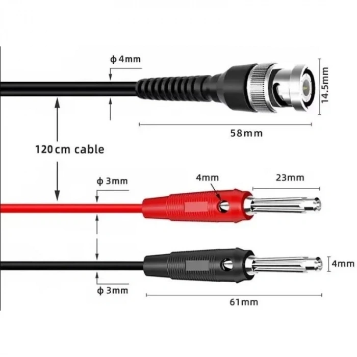 P1008A BNC Q9 - 4mm Banana Dönüştürücü Osiloskop Kablosu - 120cm