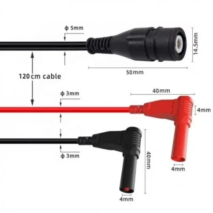 P1207 BNC Erkek - 4mm Banana Dönüştürücü Osiloskop Kablosu - 120cm