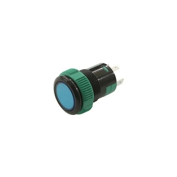 P57 19MM Plastik Ledli Yaylı Buton Mavi