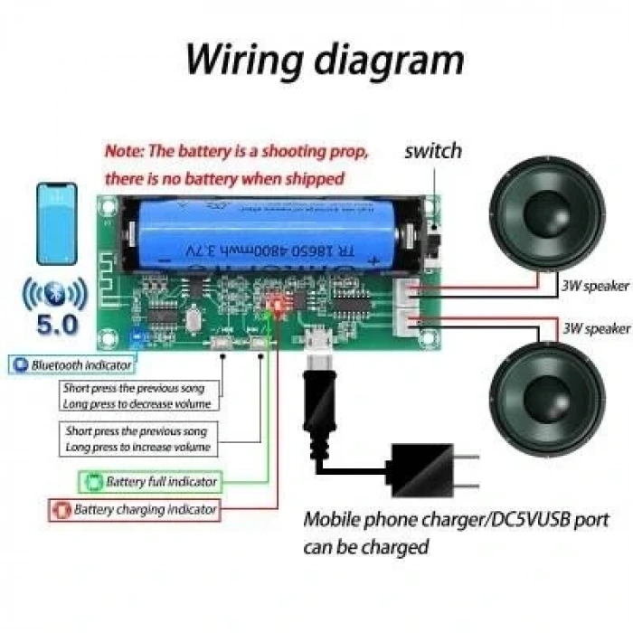 PAM8403 XH-A153 2x5W Bluetooth Amfi Modülü