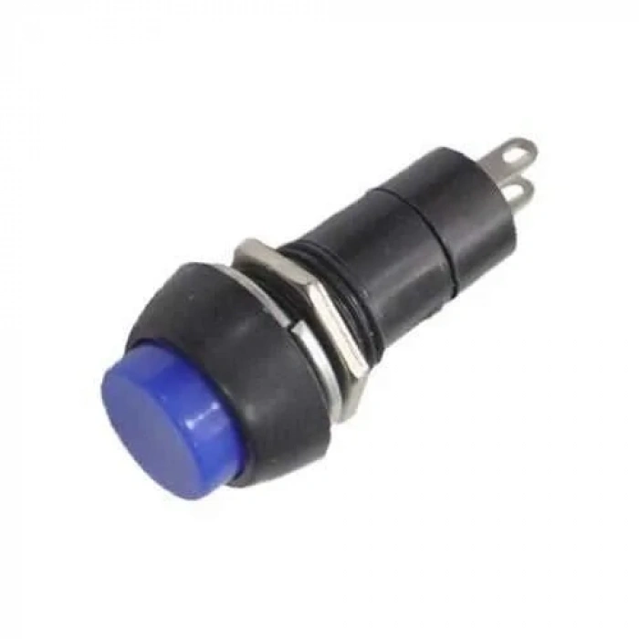 PBS-11A 12mm Anahtarlı Push Buton - Mavi