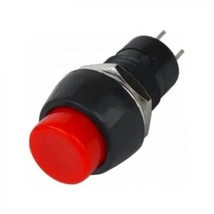 PBS-20B 12mm Yaylı Kısa Push Buton - Kırmızı