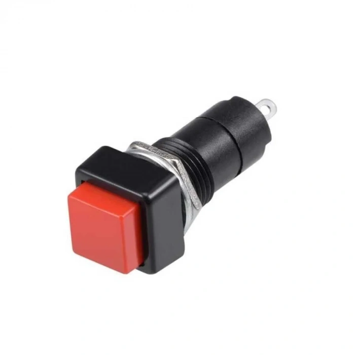 PBS-306A 12mm Anahtarlı Push Buton - Kırmızı