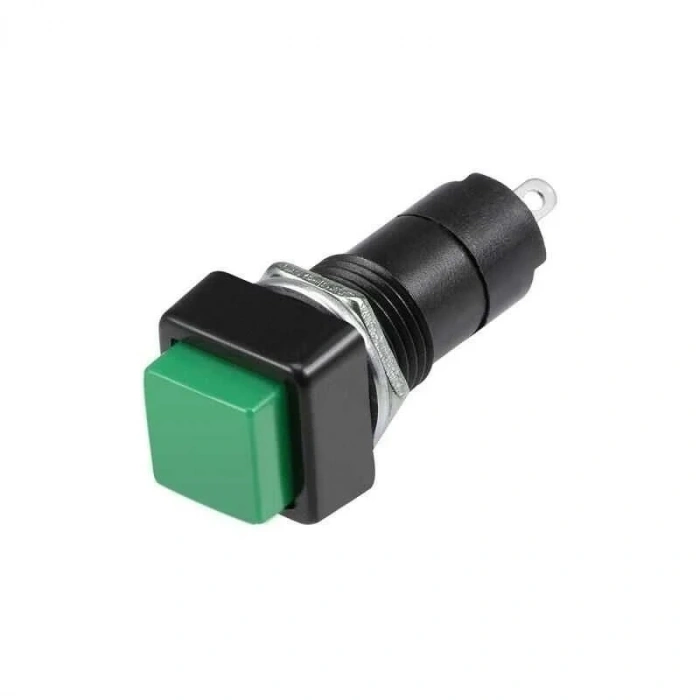 PBS-306B 12mm Yaylı Push Buton - Yeşil