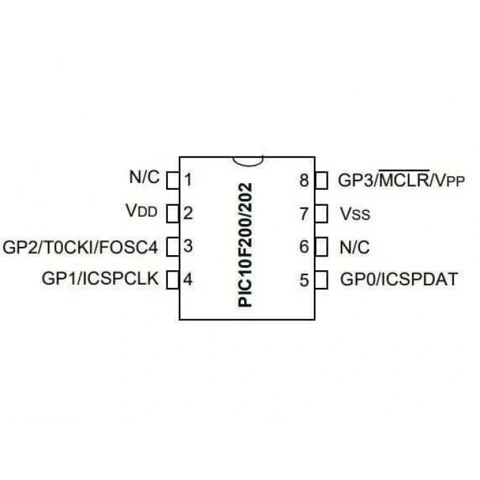 PIC10F200-I/P DIP-8 4MHz Mikrodenetleyici