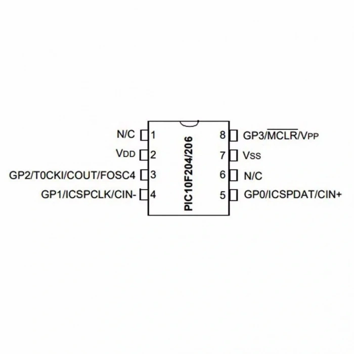 PIC10F206T I/OT SMD SOT-23 8-Bit 4MHz Mikrodenetleyici